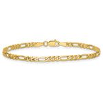Gold (10K & 14K) Flat Figaro Chain Bracelet - 14k Yellow Gold / 6 in / 3 mm