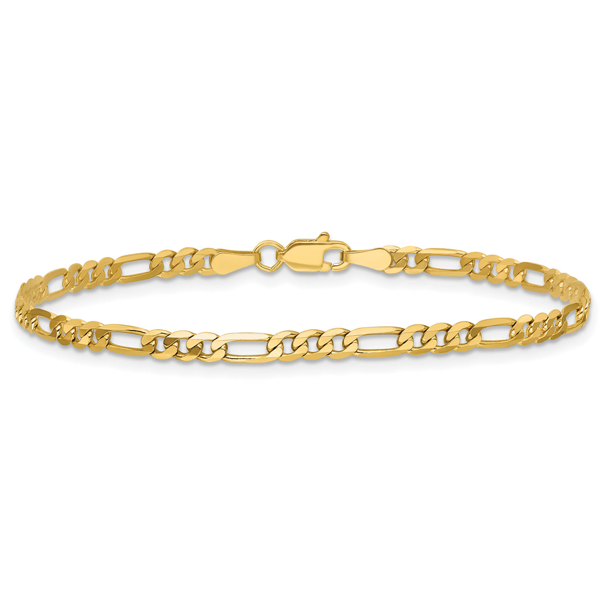 Gold (10K & 14K) Flat Figaro Chain Bracelet - 14k Yellow Gold / 6 in / 3 mm
