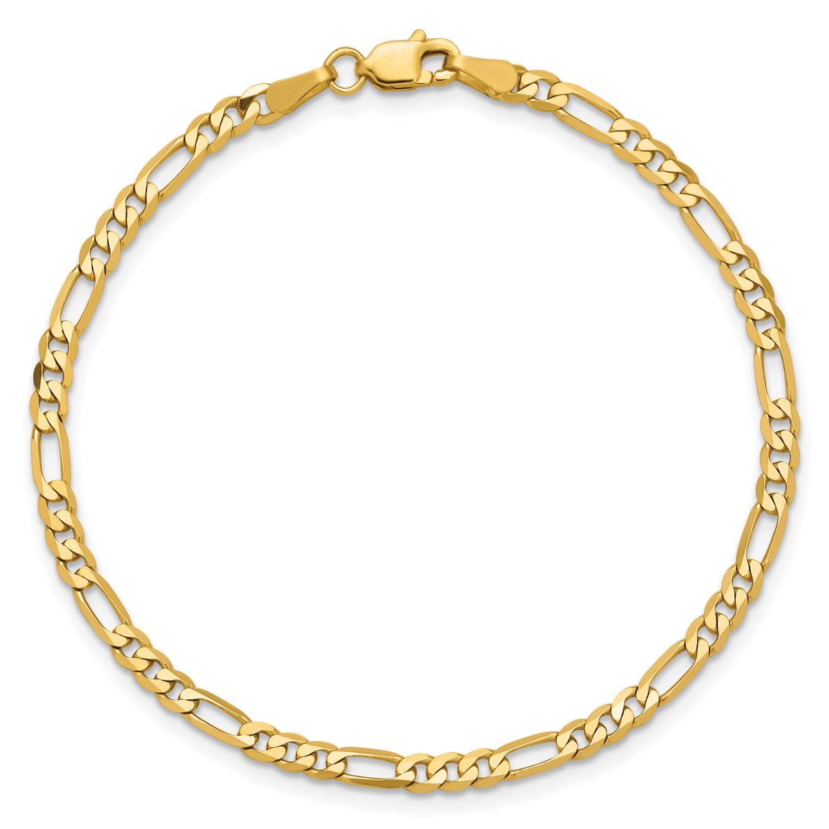 Gold (10K & 14K) Flat Figaro Chain Bracelet - 14k Yellow Gold / 6 in / 3 mm