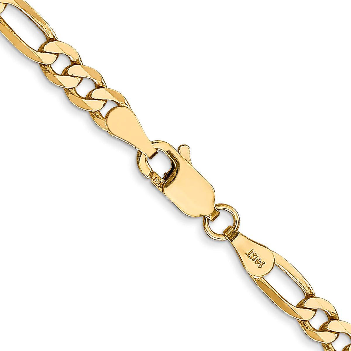 Gold (10K & 14K) Flat Figaro Chain - 14k Yellow Gold / 16 in / 4 mm