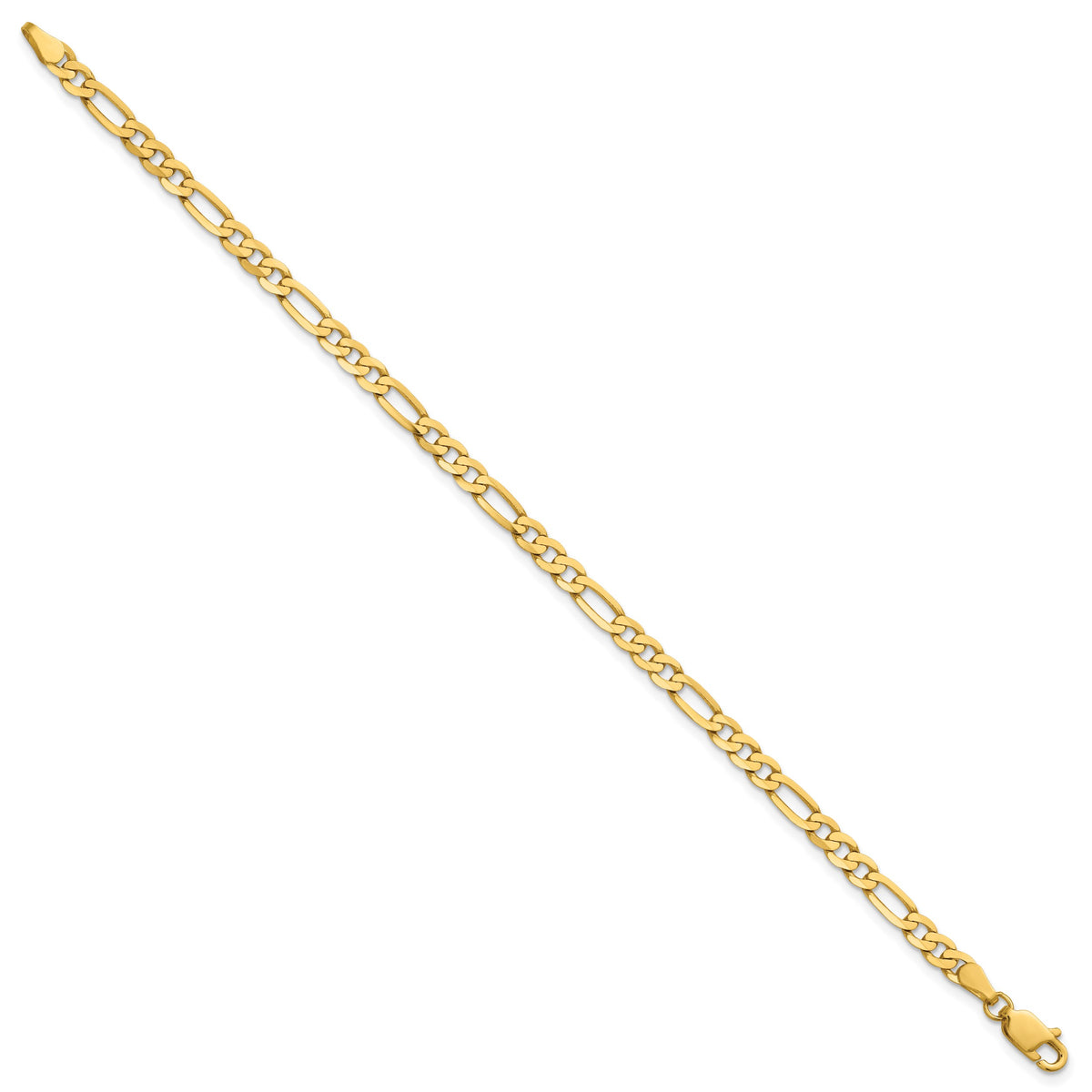 Gold (10K & 14K) Flat Figaro Chain Bracelet - 14k Yellow Gold / 7 in / 4 mm