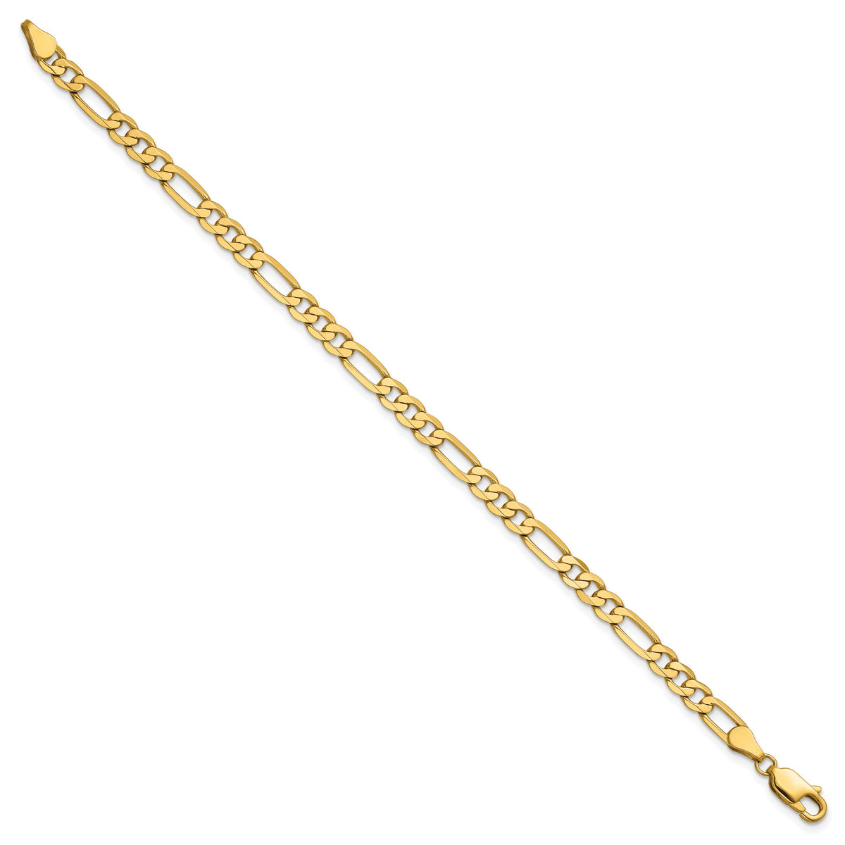 Gold (10K & 14K) Flat Figaro Chain Bracelet - 14k Yellow Gold / 7 in / 4.75 mm