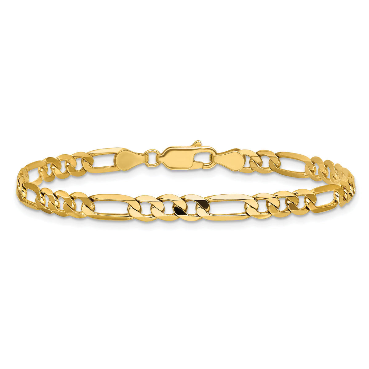 Gold (10K & 14K) Flat Figaro Chain Bracelet - 14k Yellow Gold / 7 in / 4.75 mm