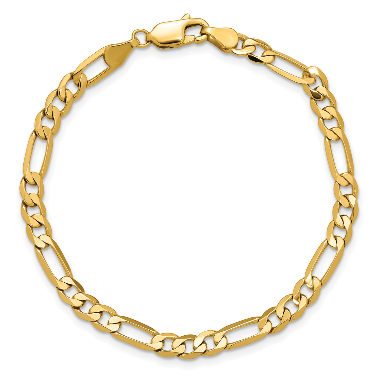 Gold (10K & 14K) Flat Figaro Chain Bracelet - 14k Yellow Gold / 7 in / 4.75 mm