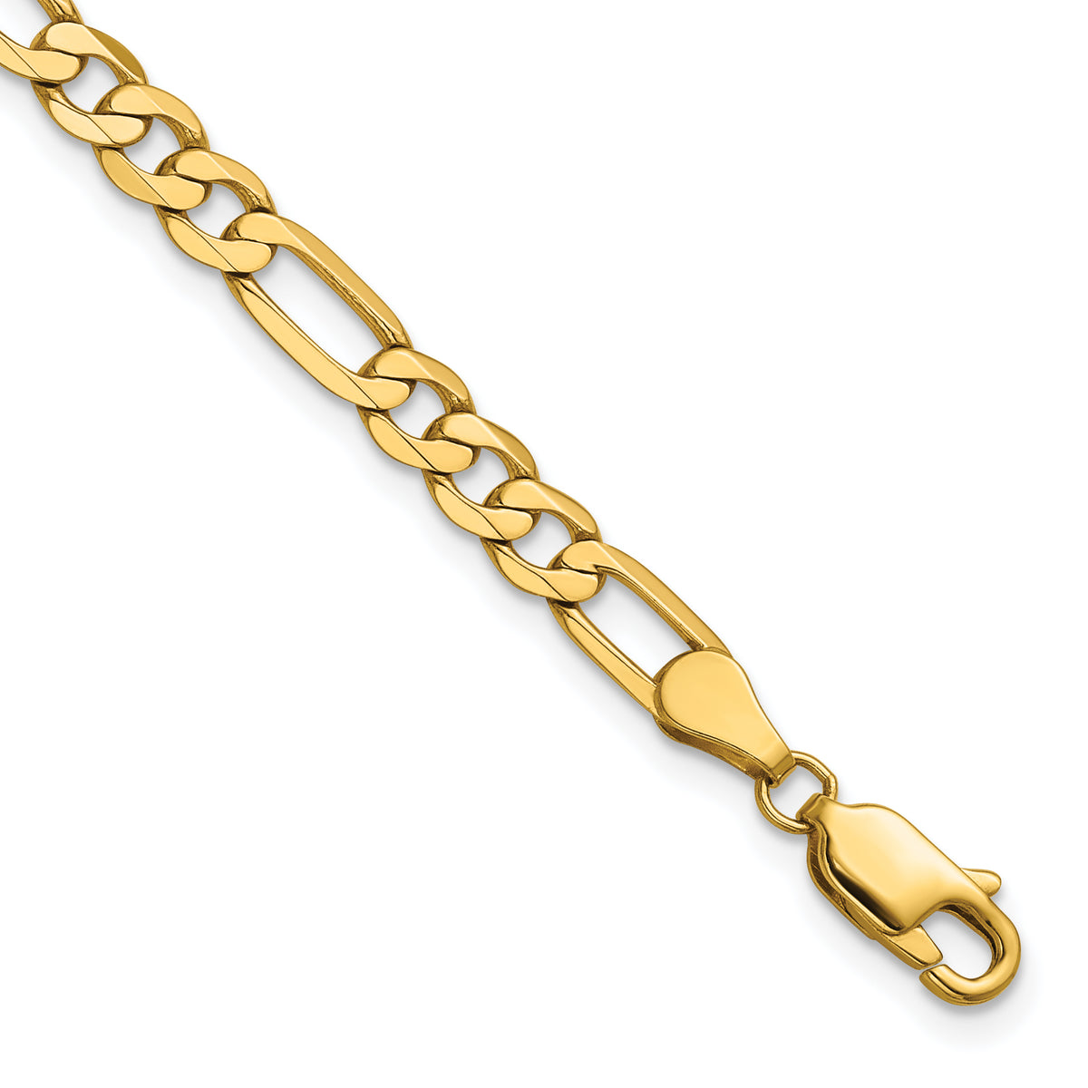 Gold (10K & 14K) Flat Figaro Chain Bracelet - 14k Yellow Gold / 7 in / 4.75 mm