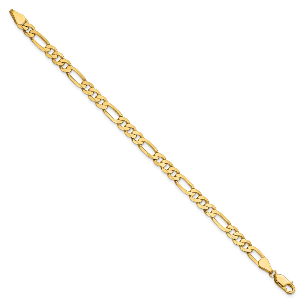 Gold (10K & 14K) Flat Figaro Chain Bracelet - 14k Yellow Gold / 7 in / 5.25 mm