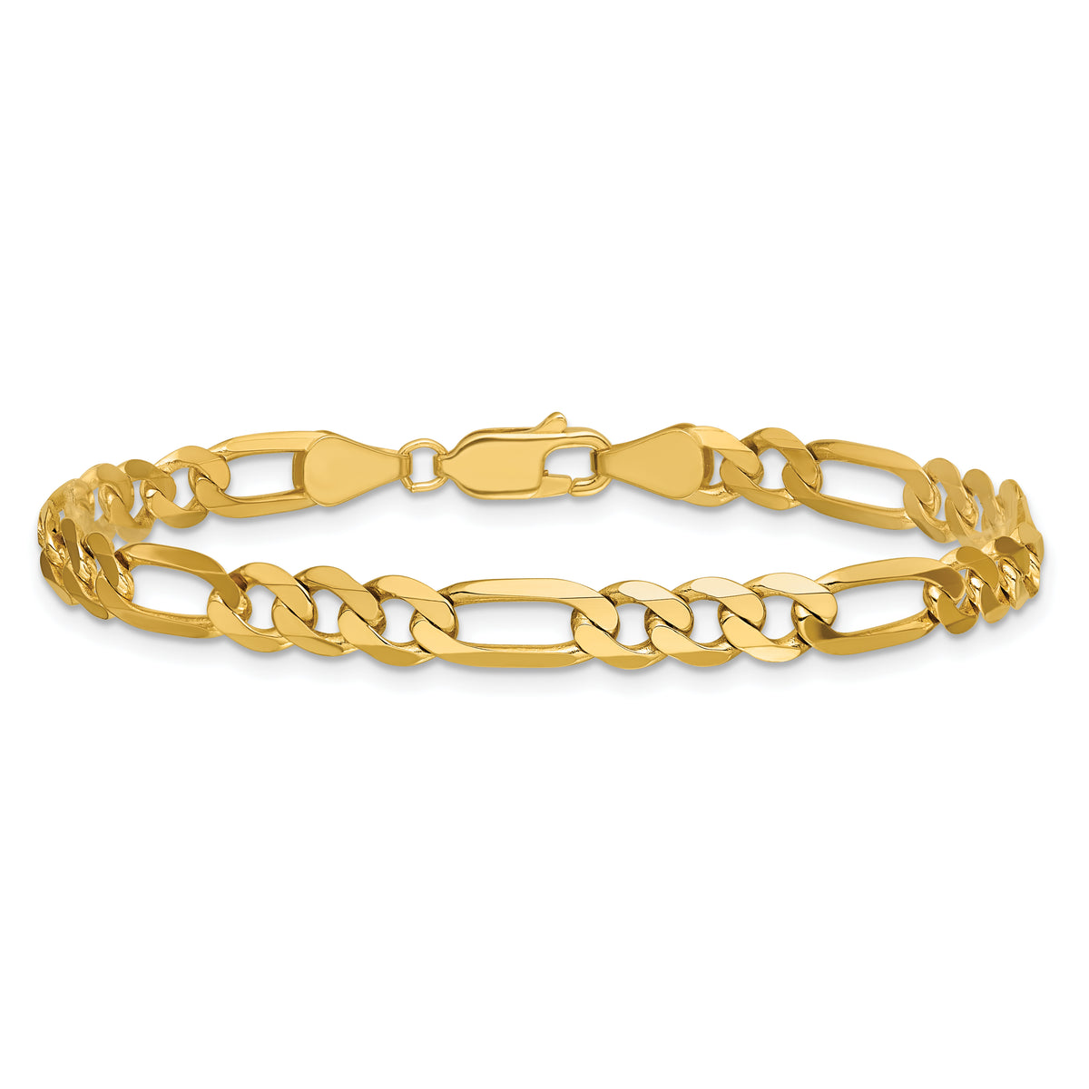 Gold (10K & 14K) Flat Figaro Chain Bracelet - 14k Yellow Gold / 7 in / 5.25 mm