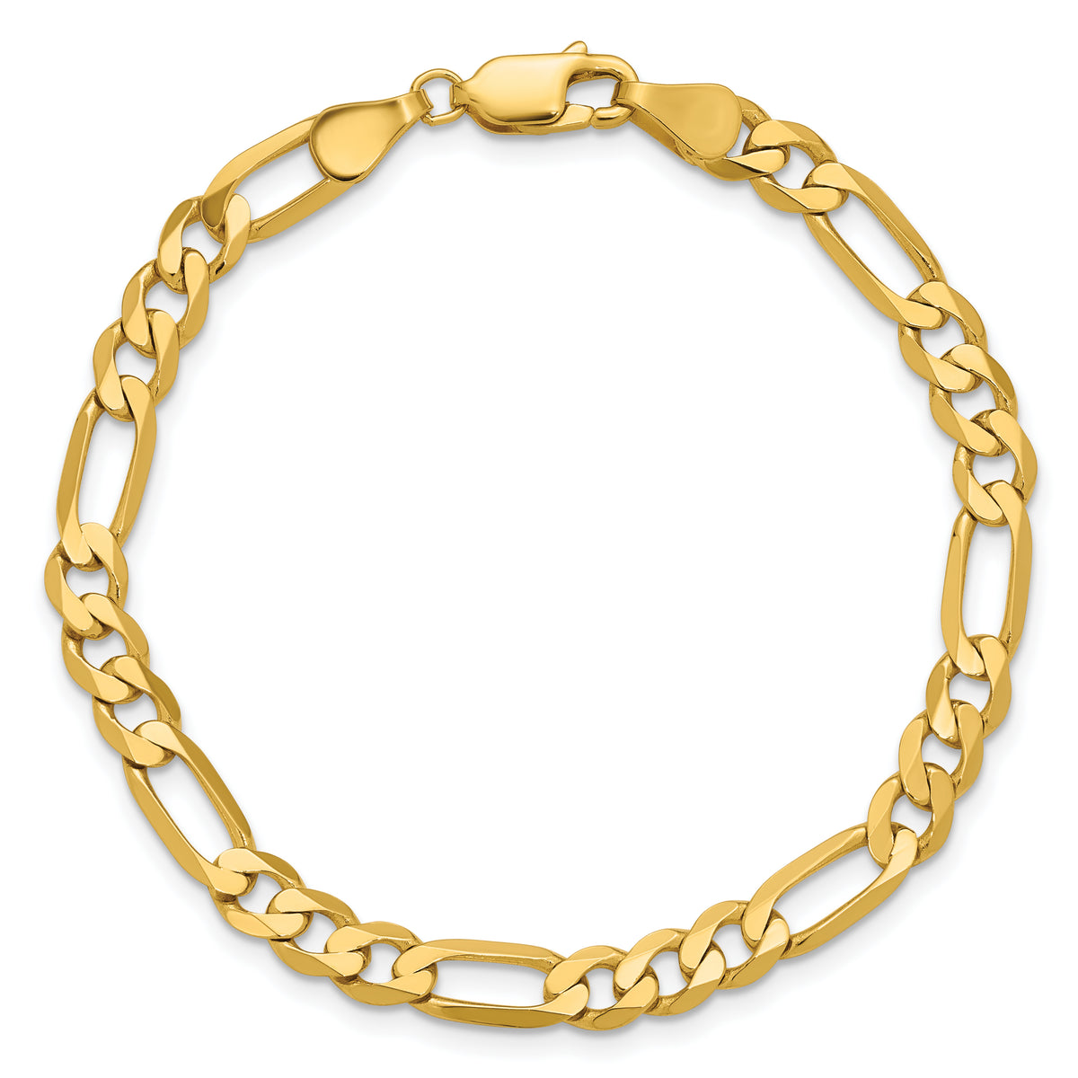 Gold (10K & 14K) Flat Figaro Chain Bracelet - 14k Yellow Gold / 7 in / 5.25 mm