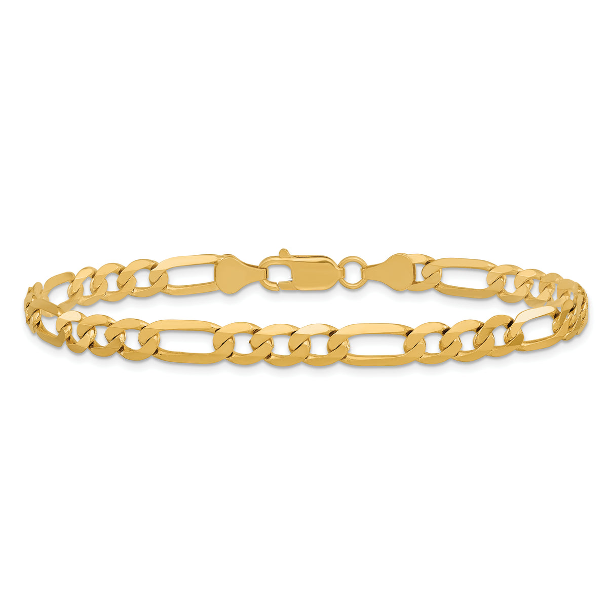 Gold (10K & 14K) Flat Figaro Chain Bracelet - 14k Yellow Gold / 9 in / 6.25 mm