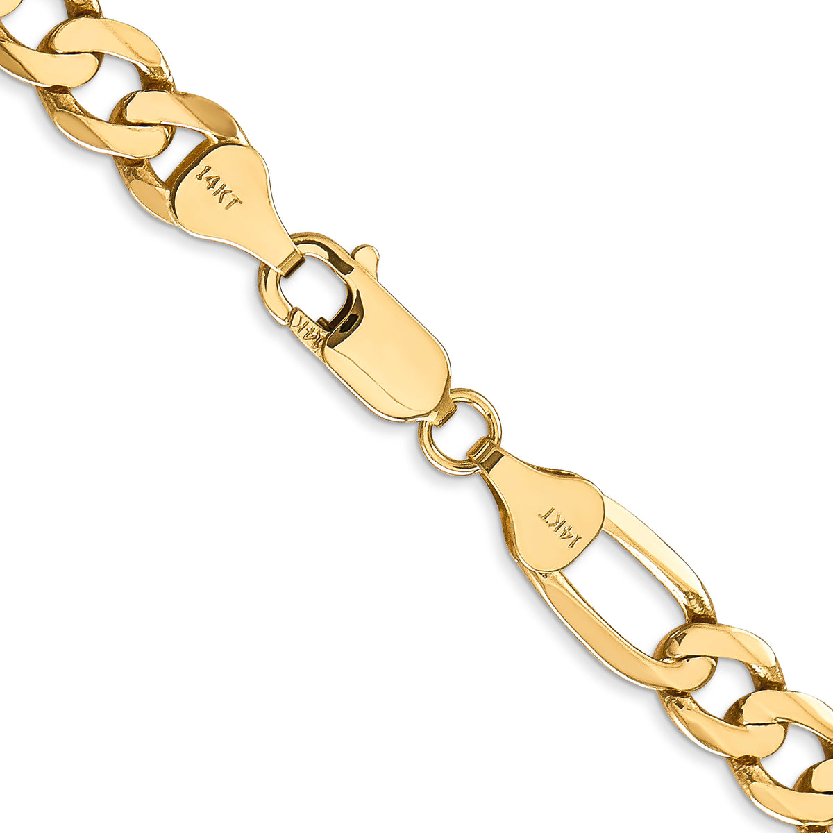 Gold (10K & 14K) Flat Figaro Chain - 14k Yellow Gold / 18 in / 7 mm