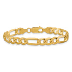 Gold (10K & 14K) Flat Figaro Chain Bracelet - 14k Yellow Gold / 7 in / 7 mm