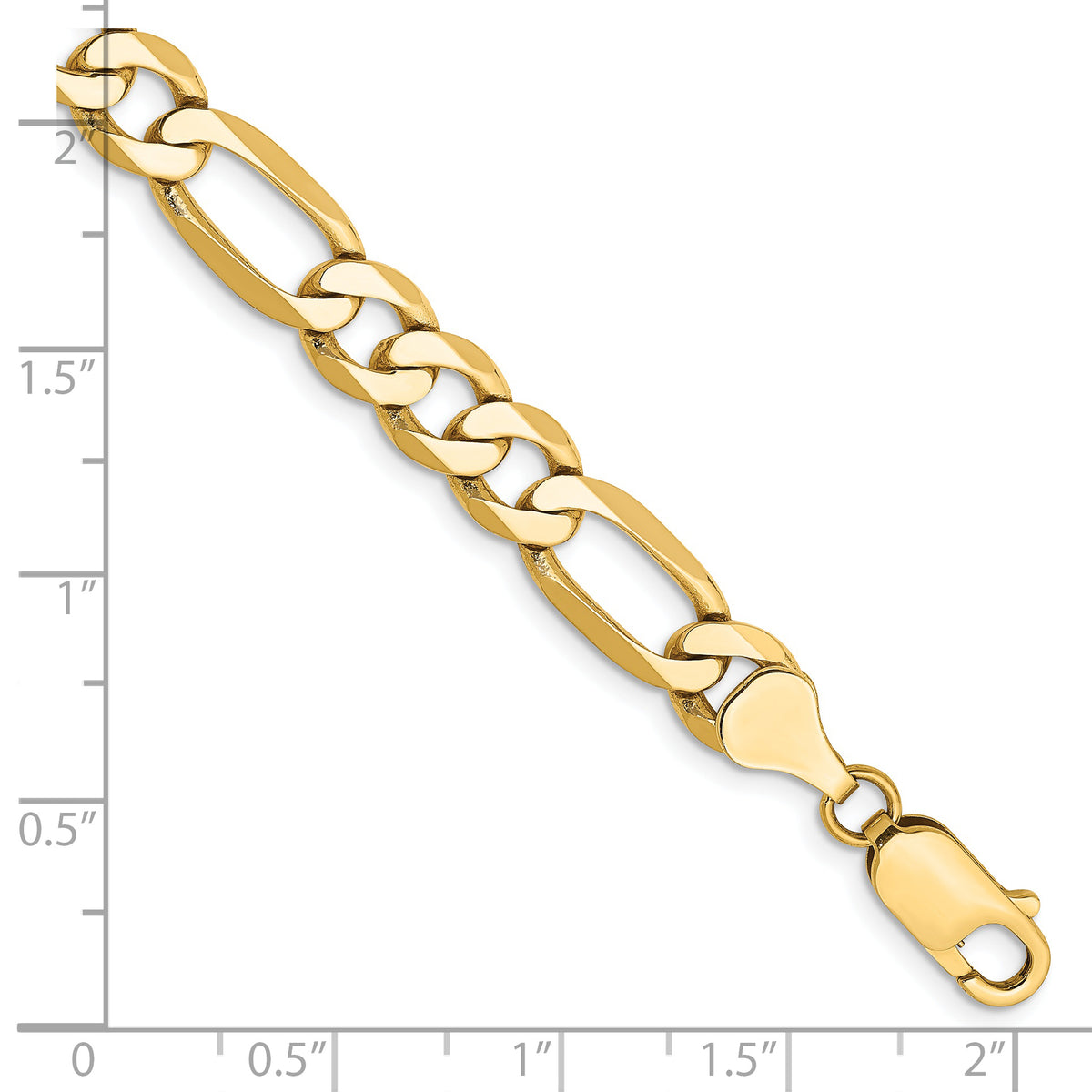 Gold (10K & 14K) Flat Figaro Chain Bracelet - 14k Yellow Gold / 7 in / 7 mm