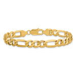Gold (10K & 14K) Flat Figaro Chain Bracelet - 14k Yellow Gold / 8 in / 7.5 mm