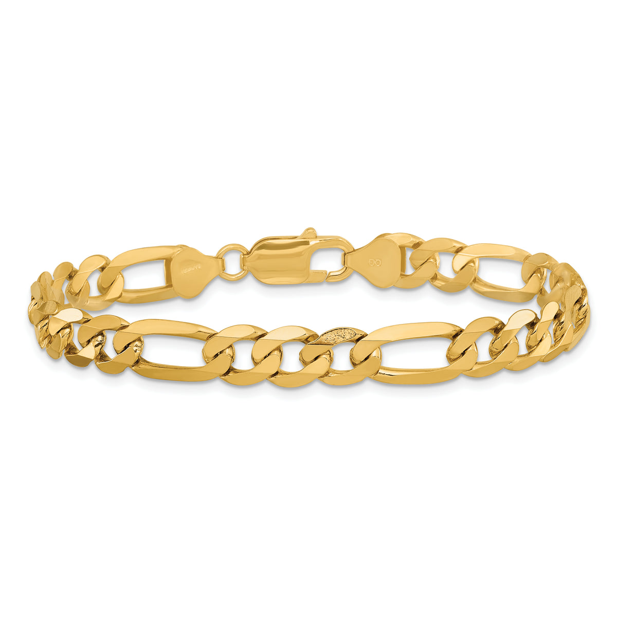 Gold (10K & 14K) Flat Figaro Chain Bracelet - 14k Yellow Gold / 8 in / 7.5 mm