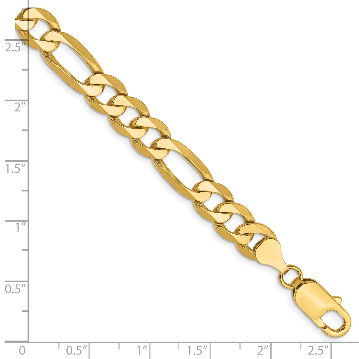 Gold (10K & 14K) Flat Figaro Chain Bracelet - 14k Yellow Gold / 8 in / 7.5 mm