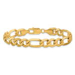 Gold (10K & 14K) Flat Figaro Chain Bracelet - 14k Yellow Gold / 8 in / 8.75 mm