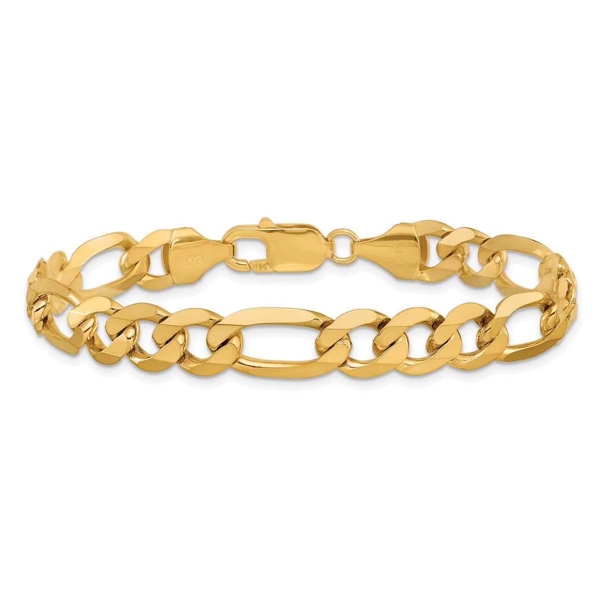 Gold (10K & 14K) Flat Figaro Chain Bracelet - 14k Yellow Gold / 8 in / 8.75 mm