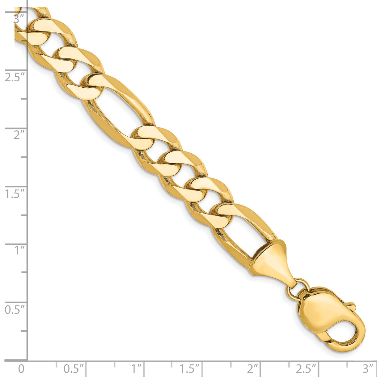 Gold (10K & 14K) Flat Figaro Chain Bracelet - 14k Yellow Gold / 8 in / 10 mm