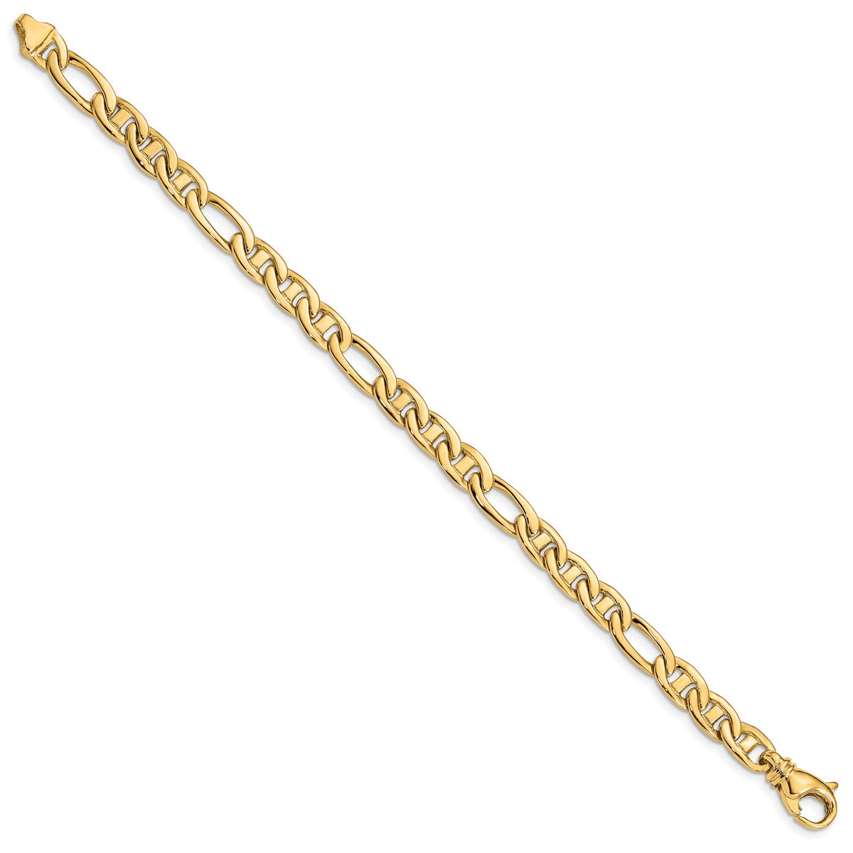 14k Yellow Gold Solid 6.5mm Fancy Flat Anchor Link Bracelet, view 2 - 8.25 in