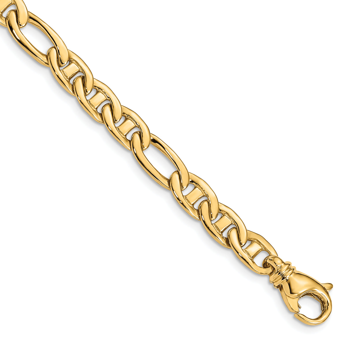 14k Yellow Gold Solid 6.5mm Fancy Flat Anchor Link Bracelet - 7.25 in#7.25 in
