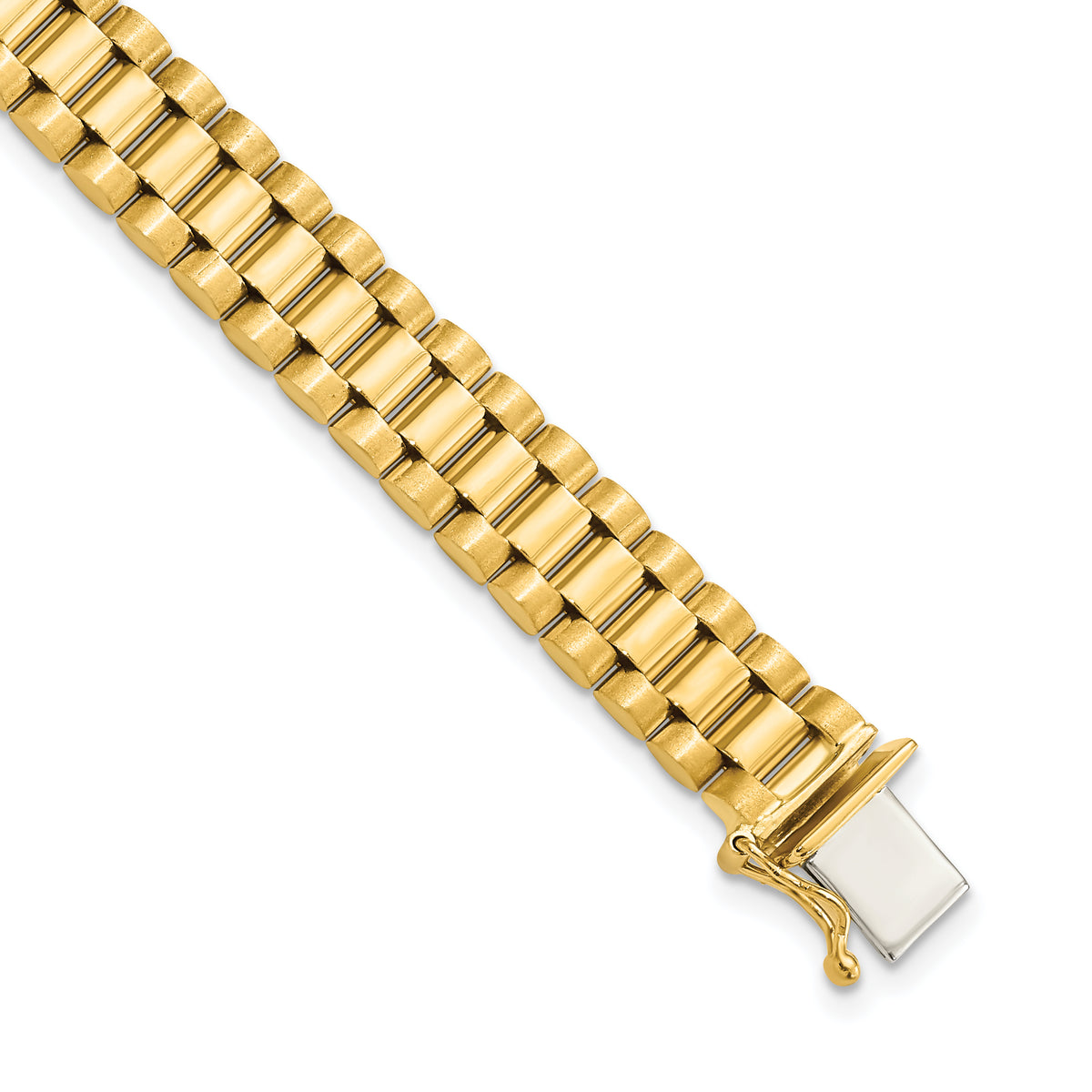 14k Yellow Gold Polished and Satin 8mm Men's Fancy Link 8 inch Bracelet