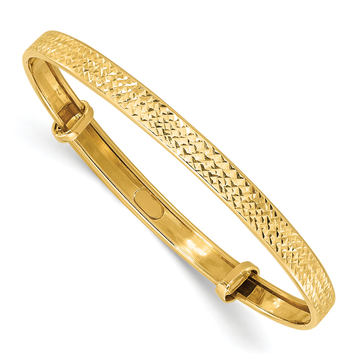 14k Yellow Gold Children's Diamond-cut 3.75mm Flexible Bangle
