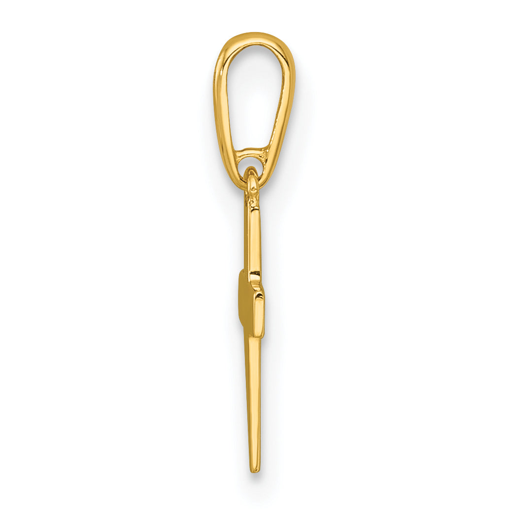 Gold Children's Cross Pendant - 14k Yellow Gold / 6.7 x 10.5 mm