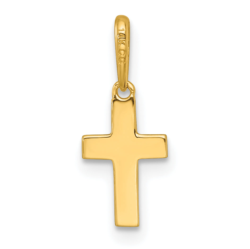 Gold Children's Cross Pendant - 14k Yellow Gold / 6.7 x 10.5 mm