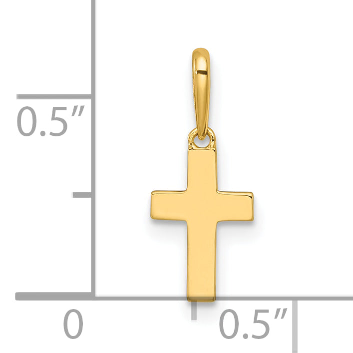 Gold Children's Cross Pendant - 14k Yellow Gold / 6.7 x 10.5 mm