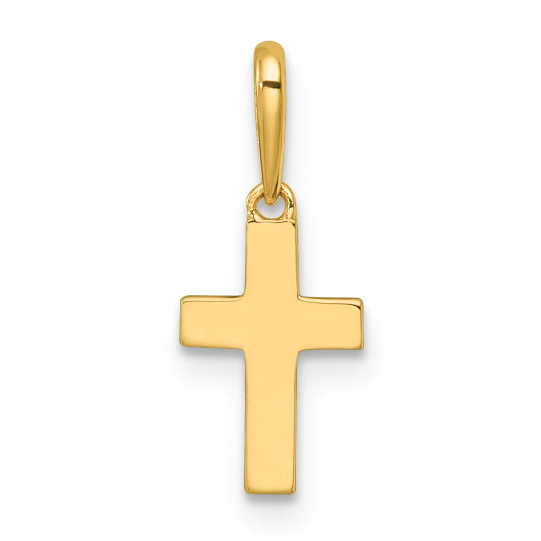 Gold Children's Cross Pendant - 14k Yellow Gold / 6.7 x 10.5 mm