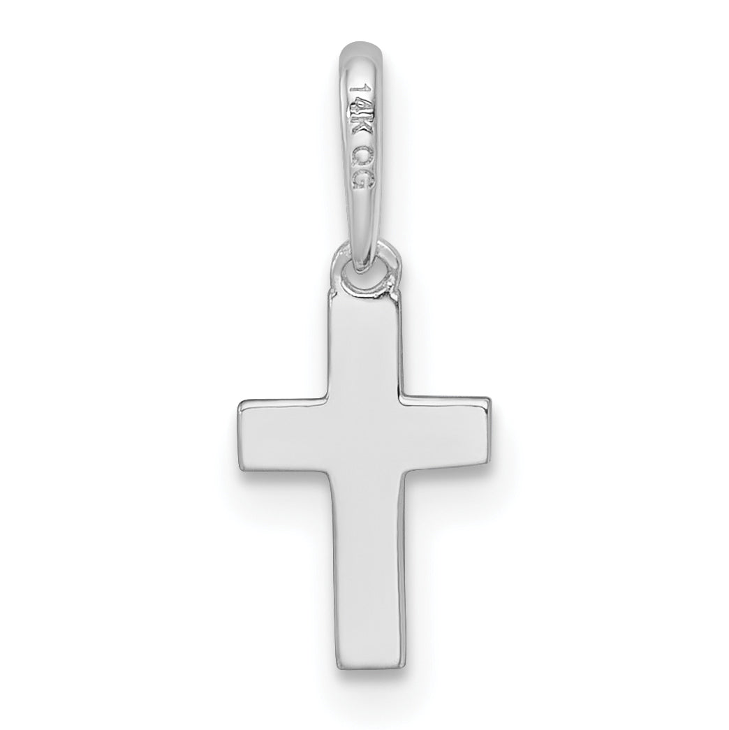 Gold Children's Cross Pendant - 14k White Gold / 6.7 x 10.5 mm