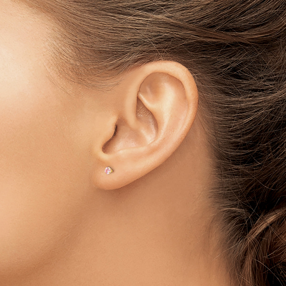 Madi K® 3mm CZ Screwback Earrings - Pink
