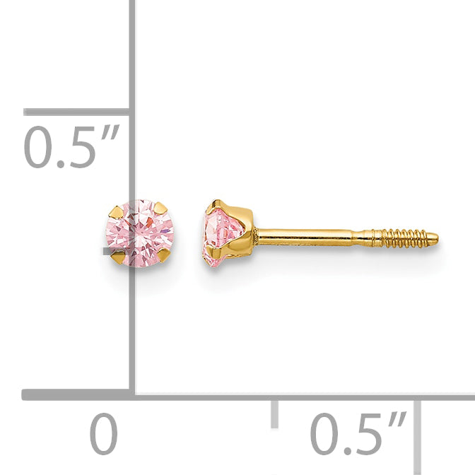 Madi K® 3mm CZ Screwback Earrings - Pink