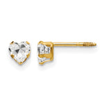 Gold Childrens CZ Heart Post Earrings - White