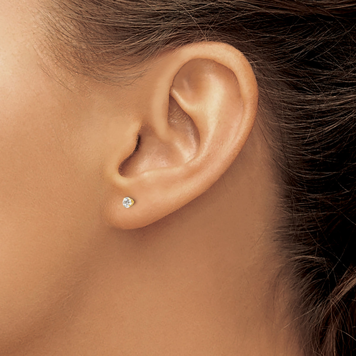 Madi K® 3mm CZ Screwback Earrings - White