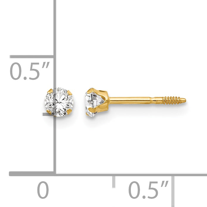Madi K® 3mm CZ Screwback Earrings - White