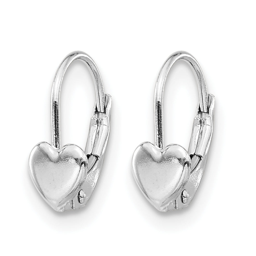 14k White Gold Madi K 5.00mm Heart Leverback Earrings