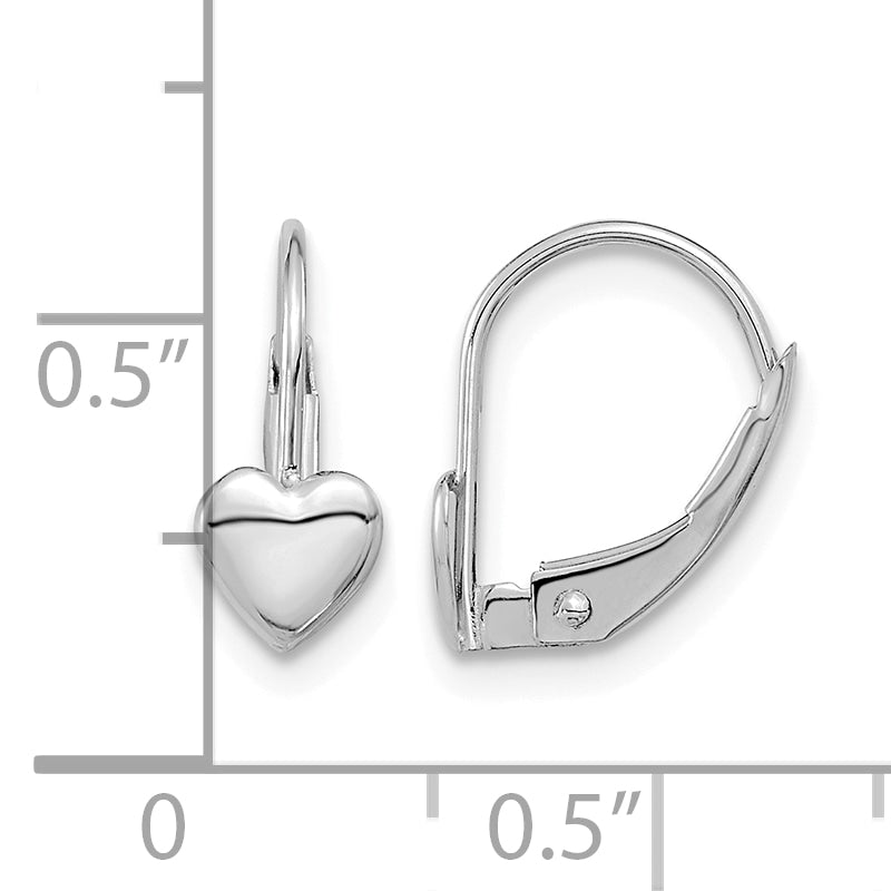 14k White Gold Madi K 5.00mm Heart Leverback Earrings