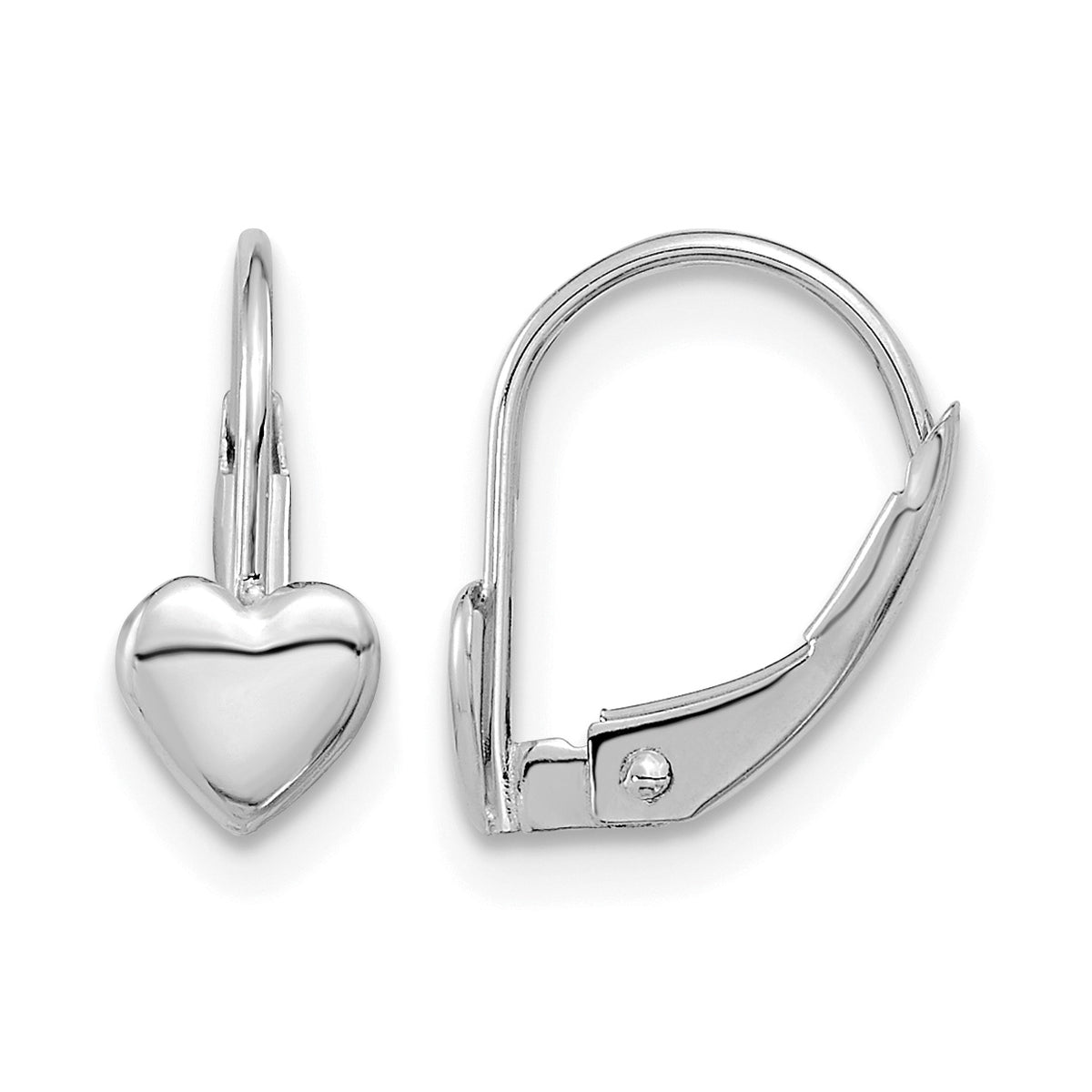 14k White Gold Madi K 5.00mm Heart Leverback Earrings
