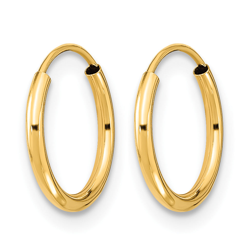 Madi K® Endless Hoop Earrings - 14k Yellow Gold / 1 mm / 12 mm