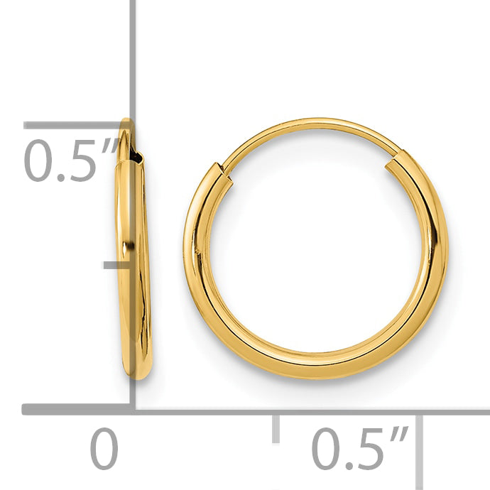 Madi K® Endless Hoop Earrings - 14k Yellow Gold / 1 mm / 12 mm