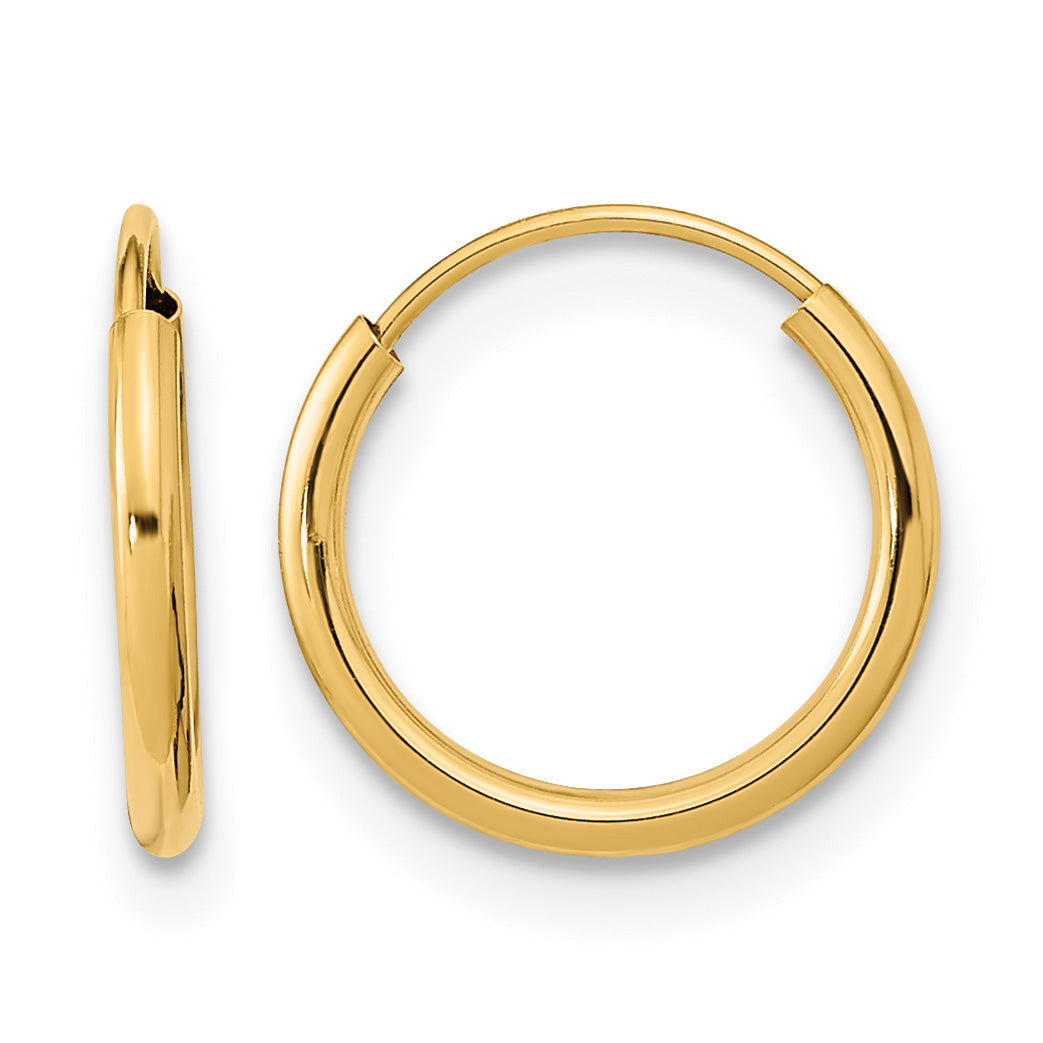 Madi K® Endless Hoop Earrings - 14k Yellow Gold / 1 mm / 12 mm