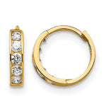14k Gold Kids' CZ 3x9mm Hinged Hoop Earrings - 14k Yellow Gold