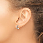 14k Gold Kids' CZ 3x9mm Hinged Hoop Earrings, view 3 - 14k White Gold