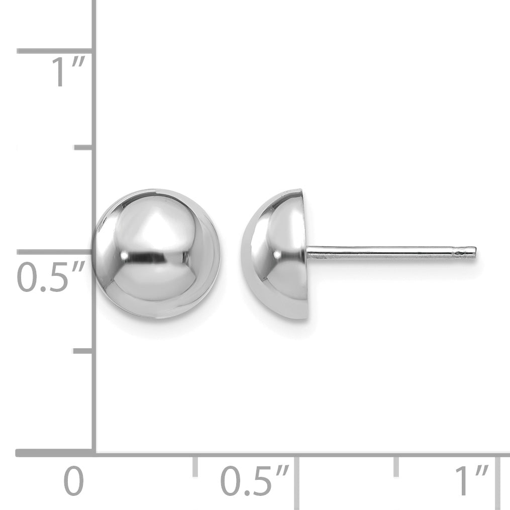 Gold Polished Button Post Earrings - 14k White Gold / 8 mm