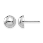 Gold Polished Button Post Earrings - 14k White Gold / 8 mm