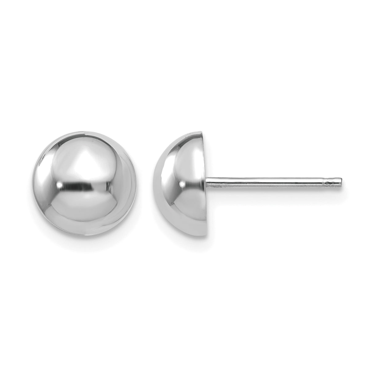 Gold Polished Button Post Earrings - 14k White Gold / 8 mm#14k White Gold_8 mm