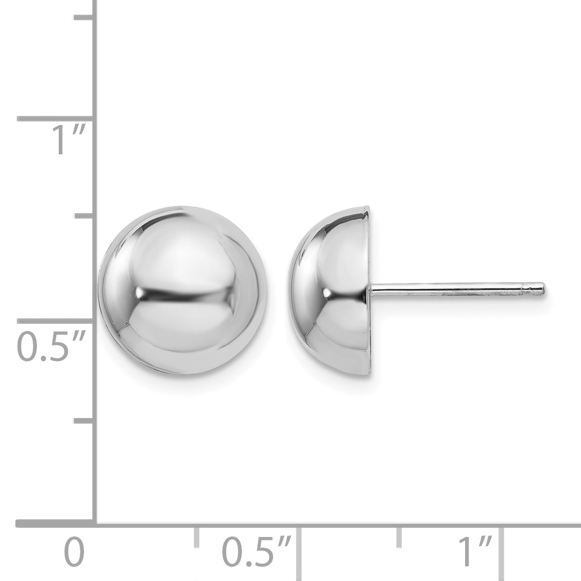 Gold Polished Button Post Earrings - 14k White Gold / 10 mm