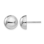 Gold Polished Button Post Earrings - 14k White Gold / 10 mm