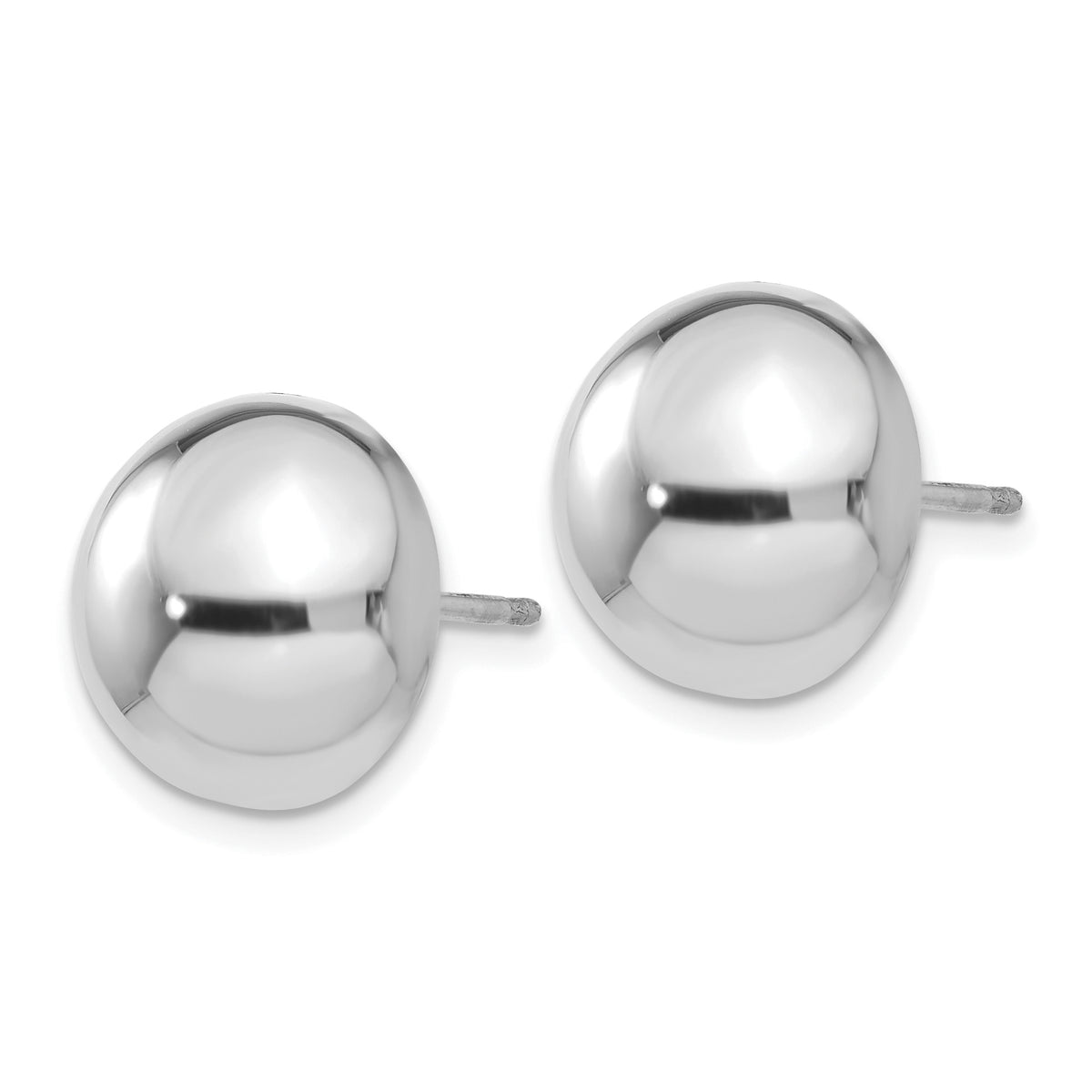 Gold Polished Button Post Earrings - 14k White Gold / 12 mm